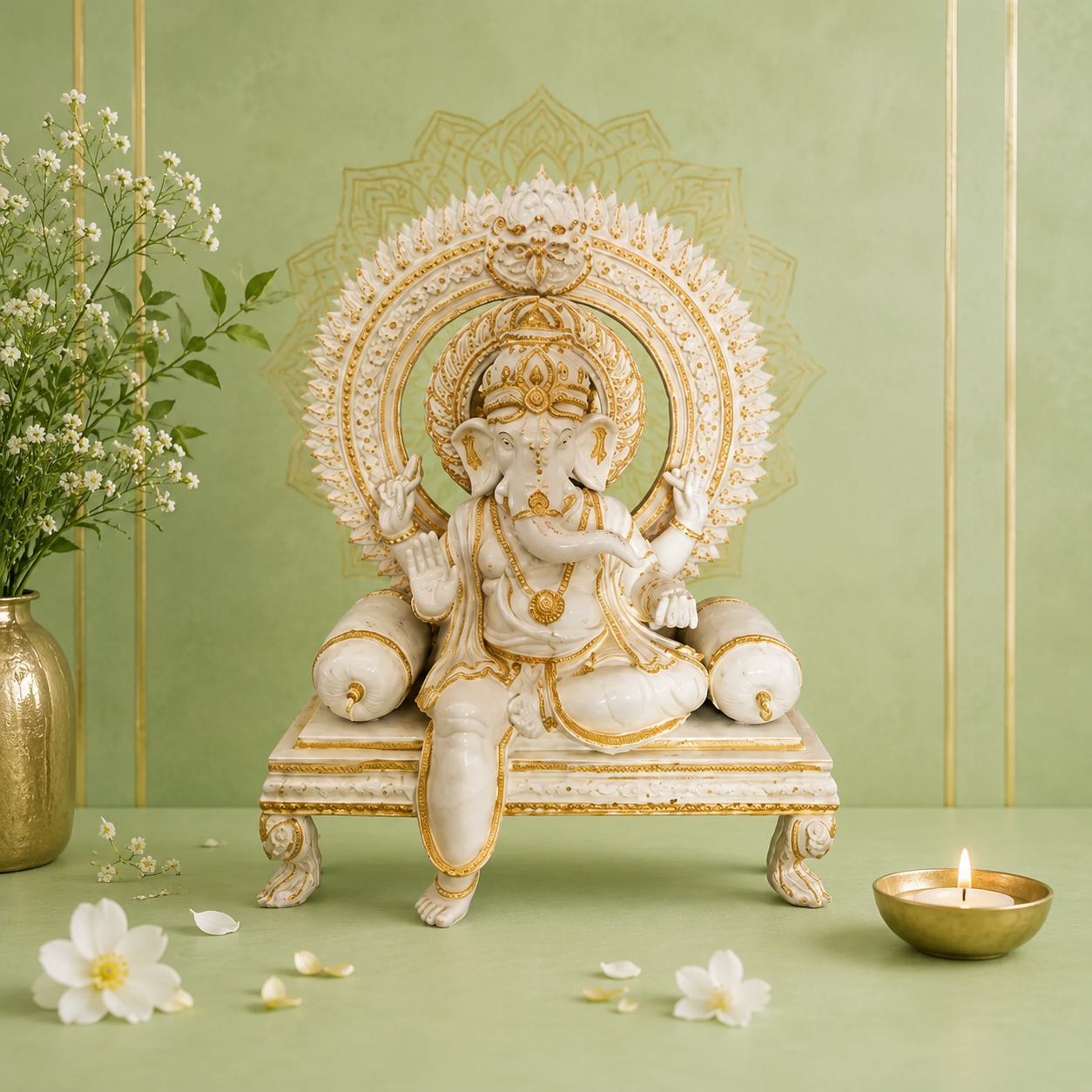 White Lord Ganesha Decorative Statue
