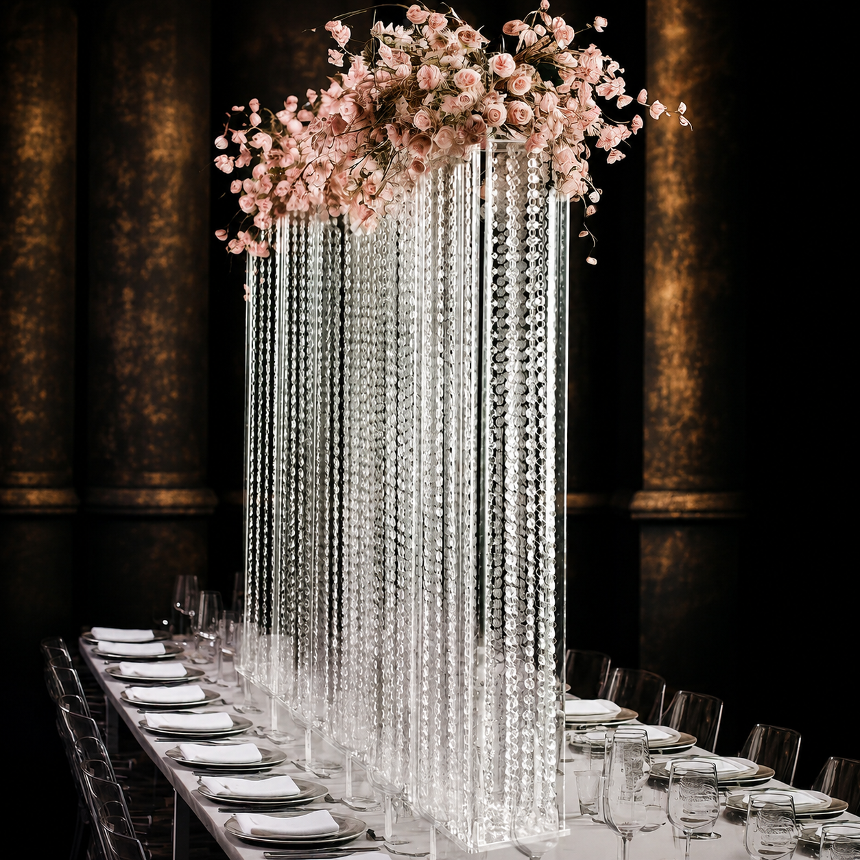 Acrylic Crystal Beads Clear - Durable Flower Pedestal for Table or Floor