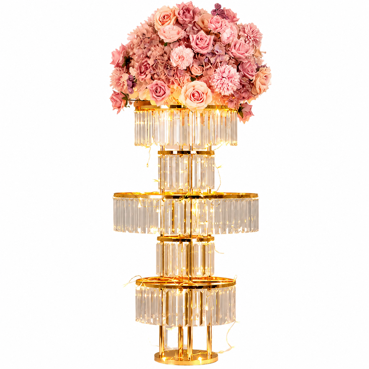 Gold Crystal Floral Centerpiece Stand